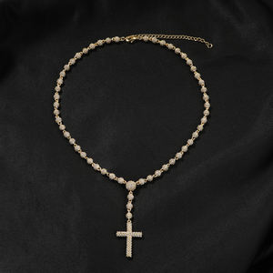 Ожерелье-розарий UWIN 2026: Новинка, позолоченное, с крестом, инкрустированным стразами, и цепочкой-шариками 5 мм - Product Image 5