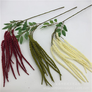 Fleurs artificielles d'amarante Yi Ke, rouge vin, vert, blanc, à longue queue, pour décoration de mariage, décoration de plafond - Product Image 1