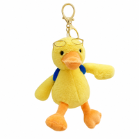 Zaves 2026 Nouveau Design Écologique Doux et Durable Porte-clés en Peluche Canard Jaune Lunettes Dorées Premium Unisexe pour Sac à Dos Scolaire