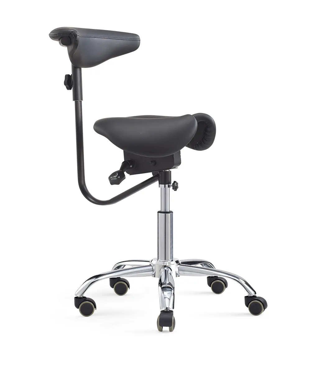 Two Parts Saddle Stool Dental Assistant Chair With Swivel Armrest
