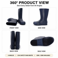 Bottes de pluie de sécurité montantes en EVA avec logo personnalisé OEM, embout en acier anti-écrasement, semelle antidérapante à motif diamant pour le travail industriel