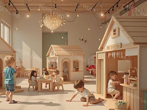 Berpura-pura kota anak-anak dalam ruangan tempat bermain peralatan Playhouse kayu kedai kopi rumah bermain peran zona permainan dalam ruangan - Product Image 6