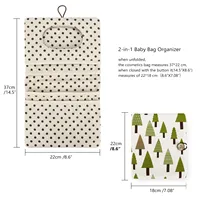 Sac de rangement pour couches de bébé avec fermeture à bouton-pression, motif pois et arbres - Sac portable multi-usage pour lingettes humides et articles de toilette