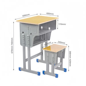 Offres spéciales Table sans dossier pour 2 personnes Fournitures scolaires Bureau et chaise d'école à hauteur réglable en Chine - Product Image 3