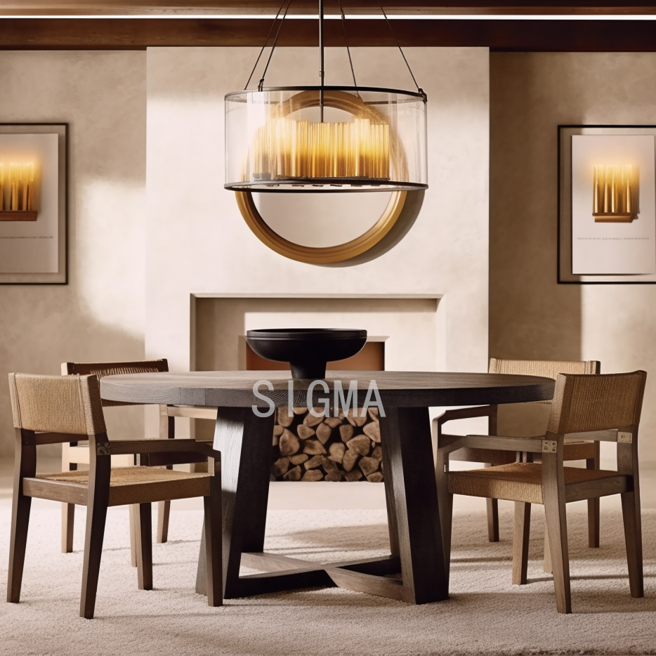 Wholesale Round Dining Table Luxury Wooden  Restaurant Furniture Popular Dining Room Table Sets
