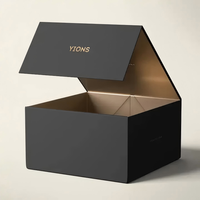 Boîte cadeau rigide à fermeture magnétique de luxe, dorure à chaud, emballage noir pour cadeaux de Noël, de la Saint-Valentin, de Pâques et du Nouvel An