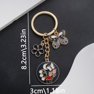 1 llavero de flor de mariposa esmaltada bonita, llavero de jardín de aleación, para llaves de coche, mochilas, carteras - Product Image 3
