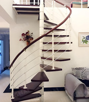 Escalier en spirale en fer forgé avec garde-corps en verre, haute résistance, antirouille, en acier galvanisé, escaliers préfabriqués pour intérieur et extérieur
