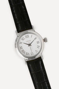 Montre-bracelet classique en quartz argentée et noire GBHW avec boîtier en acier inoxydable, bracelet en cuir, montre de luxe décontractée pour les affaires - Product Image 2