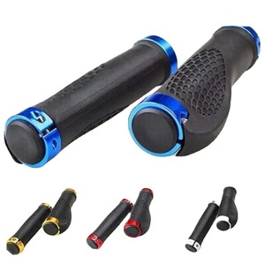 Puños para Manillar de Bicicleta de 22.2mm, de Goma con Bloqueo, Ergonómicos para Bicicleta de Montaña, con Anillo de Aluminio, en Negro, Azul, Rojo y Dorado - Product Image 1