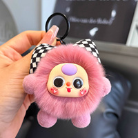 Fausse fourrure de lapin personnalisé splendide boule de charbon de dessin animé pendentif de voiture porte-clés en peluche jouet pour voiture porte-clés en peluche pendentif de sac