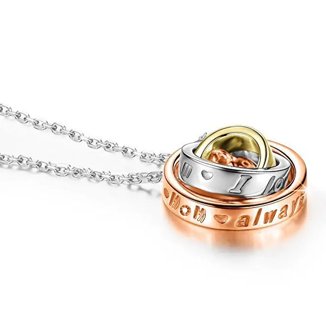 Mother's Day jewelry new looped alloy rhinestone necklace with I Love You Mom necklace pendant