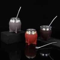 BORGE Mug Isotherme à Double Paroi en Acier Inoxydable, Pour Bière, Café Argentin ou Maté avec Bombilla