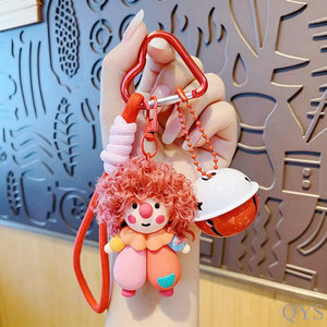 QYS Cartoon Curly Clown Plush Keychain Funny Fur Doll <b>Bag</b> Charm Cute <b>Key</b> <b>Ring</b> Gift - Product Image 2