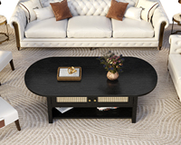 Table basse ovale moderne en bois au design personnalisé avec rangement, style bohème en rotin, pour salon, chambre, bureau à domicile, bar ou centre de réception