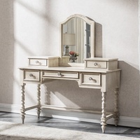 Coiffeuse blanche en bois massif de style français, haut de gamme, personnalisé en bois massif pour table à manger, miroir, meubles de chambre à coucher