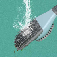 Ensemble de brosse de toilette en silicone canard de plongée mignon porte-brosse à bol mural ou sur pied avec poils à récurer durables