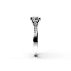 Anillo de Compromiso Vintage de Oro Blanco de 14K con Diamante Grande de Corte Brillante, Engaste de Cuatro Puntas, Chapado en Rodio, Brillante - Product Image 4