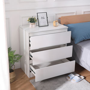 Mesita De Noche blanca De 30 cm con 3 cajones, mesita De Noche para dormitorio - Product Image 1
