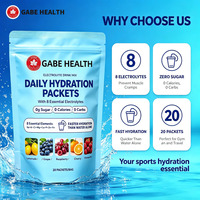 Poudre de mélange de boissons électrolytiques en sachets, marque privée OEM, 8 électrolytes, sans sucre, hydratation rapide, 20 sachets pour athlètes, personnalisable