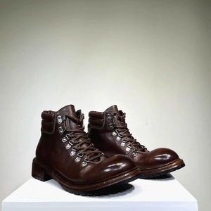 Botas de Martens de cuero genuino para hombre, botines de piel de caballo, botas de cuero, zapatos de estilo retro a la moda - Product Image 3