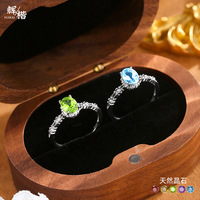 Bague ajustable en argent S925 avec pierres précieuses naturelles : Améthyste, Rubis, Topaze, Péridot, Grenat, Cristal pour Femme