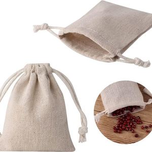 Pochette Cadeau en Coton et Lin Naturel avec Cordon de Serrage 10x15cm, Sac de Rangement Durable, Impression Personnalisée pour Faveurs de Mariage et Articles Ménagers - Product Image 5