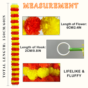 Decorazioni Tradizionali per Matrimoni Indiani, <span class=keywords><strong>Fiori</strong></span> Artificiali, Ghirlanda di Calendula Finta, Decorazioni per Mehndi Haldi e Casa - Product Image 5