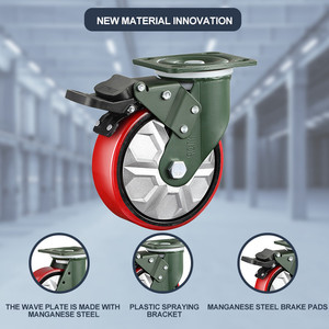 Ytop nhiệm vụ nặng nề bánh xe màu đỏ PU bánh xe bánh xe produttore di rotelle rotelle trong PU và bánh xe - Product Image 5