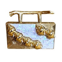 Pochette en nacre |   Minaudière artisanale en coquillages dorés avec sangles |   Chaînes de mariée vintage de luxe pour femme, mode estivale