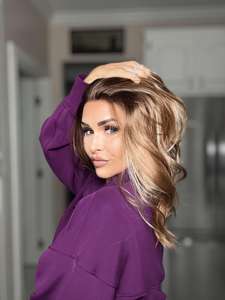 Wholesale Brown with Blonde Highlight Color Short Loose Curly Middle Part 13x4 Lace Front <b>Synthetic</b> <b>Wig</b> for Black Women - Product Image 4