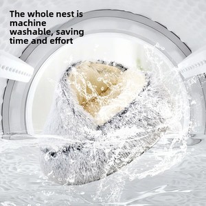 Toptan Özel İç Mekan Kışlık Kapalı Kedi Yatağı Çevre Dostu Yuvarlak Peluş Rahatlatıcı Köpek ve Kedi Yatakları - Product Image 4