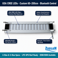 Lampe LED corail ZOOBAM à 5 rangées avec minuterie et contrôle à trois voies, adaptée aux aquariums de corail d'eau salée (60-300 cm)