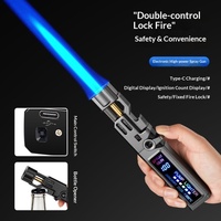 Briquet torche électronique en métal personnalisé, coupe-vent, à arc, portable, rechargeable USB, pour soudage, flamme bleue 1300°C