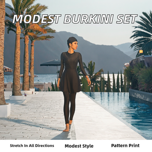 Traje de Baño Musulmán Lanna 2026 de Manga Larga, Conjunto de 4 Piezas, Vestido de Baño Conservador con Gorro, Traje de Baño Islámico Modesto, Poliéster/Nailon Elástico en 4 Direcciones - Product Image 2