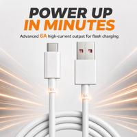 Câble USB A vers C blanc 6A compatible avec les téléphones et tablettes Android, vente en gros, câble de charge pour achat en gros
