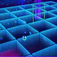 Piste de danse LED avec miroirs 3D à effet infini, coque en plastique, étanche IP65, contrôle sonore, éclairage RGB, sol magnétique pour la danse