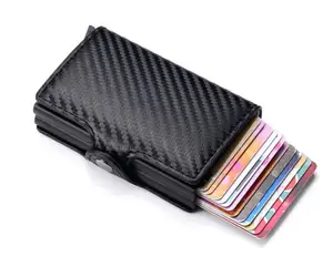 Top Fashion Blocking Double Aluminum Cases Pop-up Custom Logo Wallet Credit Card Holder