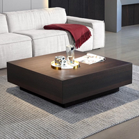 Table basse carrée en bois fumé design, style européen moderne, mobilier de maison, salon, petite table plate en bois massif avec rangement LD-J03