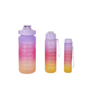 Lot de Bouteilles de Sport 3-en-1 à Motifs Dégradés avec Marqueur de Temps, en Plastique, Idéales pour l'Entraînement et l'Eau Bouillante - Product Image 4
