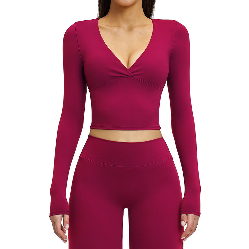 JY Wholesale Women's Lightweight Breathable Four-Way Stretch Spandex/Nylon Pilates Yoga Long Sleeve Sports Top Fitness T-Shirt