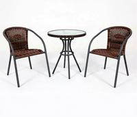 Joye Leisure – Ensemble de chaises empilables économiques pour patio et jardin, table et chaises d'extérieur en rotin PE, ensemble bistrot pour hôtel et cour