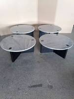 Table basse contemporaine de luxe en marbre gris naturel avec pieds en frêne américain noir
