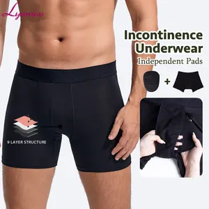 Melhores Homens Bexiga Vazamento Prova Underwear Boxer Reutilizável Lavável Calças Urinária Absorvente Acochoado Incontinência Calcinhas