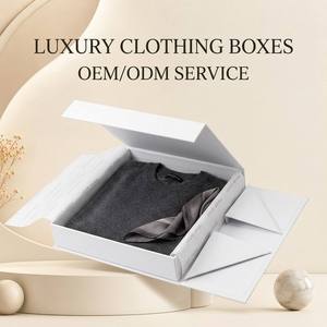 Boîte d'emballage pour vêtements en carton rigide personnalisée, matériaux recyclés, design pliable, couvercle magnétique, finition luxueuse, impression quadricolore UV - Product Image 1