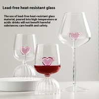 Gobelet à vin en verre en forme de coeur d'amour rose créatif tasse à vin rouge romantique et gobelet à champagne tasse à boire pour la fête de mariage