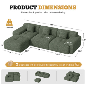 Modern L-Shaped Modular Sofa Bed with Chenille Cover Sponge-Filled Convertible Design Durable Eco-Friendly for Hotel Use - Product Image 6