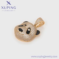 X000835716 Bijoux XUPING Plaqué Or 18K, Pendentif Homme Panda Animal Grand et Imposant, Entièrement Sertie de Pierres, Style Tendance