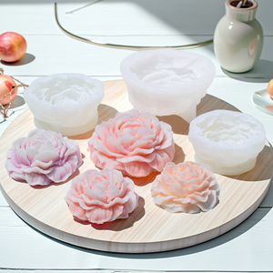 Moldes de silicona para velas de flores, molde de silicona para Fondant, molde de vela de peonía 3D - Product Image 1
