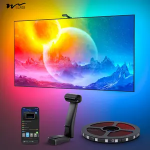 TV Backlight T2 with Dual Cameras 16.4ft Wi-Fi LED Backlights Double Light Beads Smart App Control Music Sync LED TV Stand